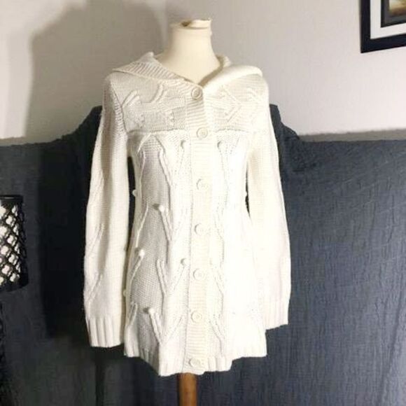 Glimmer by J.J. Basics Knit Hooded Sweater Size Small - Picture 2 of 10